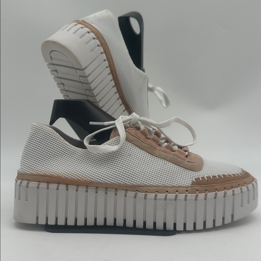 SILENT D BAINE Sneaker White/Latte Lace Up Womens Size EU38 - US 7.0-7.5